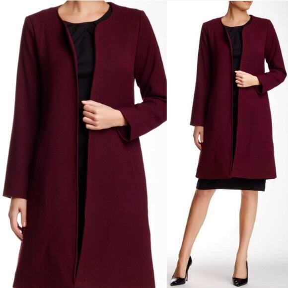 Nordstrom NWT Harlowe & Graham Purple/Wine Red Overcoat Open Jacket – Small - Picture 10 of 10
